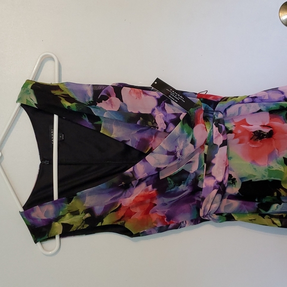 New Tahari women's 4 colorful floral mid dress with waist tie - Picture 2 of 9